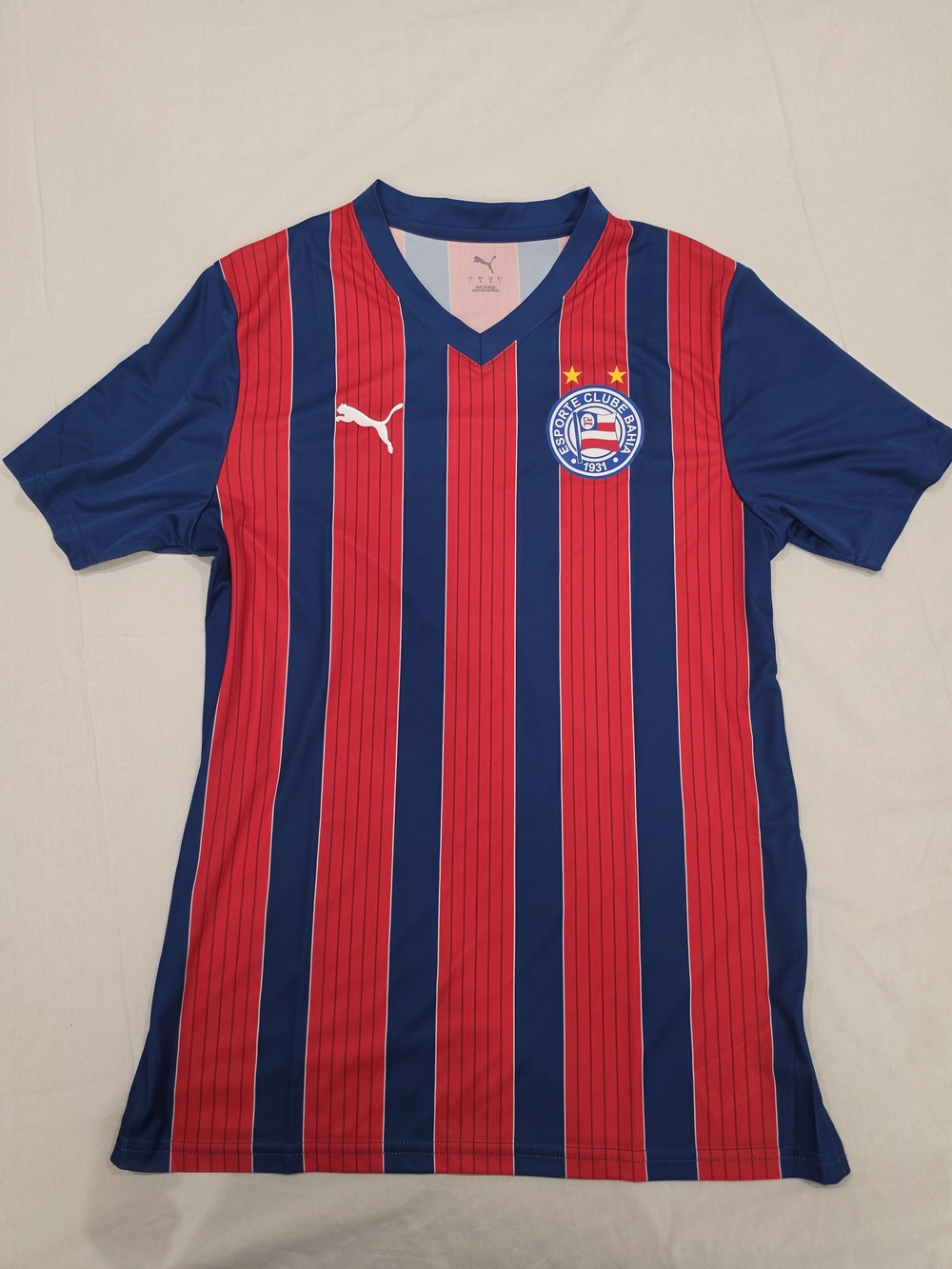 Puma Esporte Clube Bahia Red & Blue Striped Soccer Jersey with Club Crest
